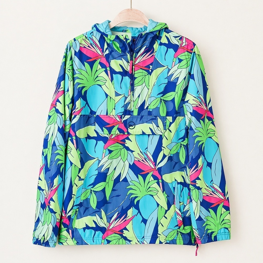 Vineyard Vines La Palmeraie Island Hooded 1/4 Zip Anorak Windbreaker Youth SZ XL